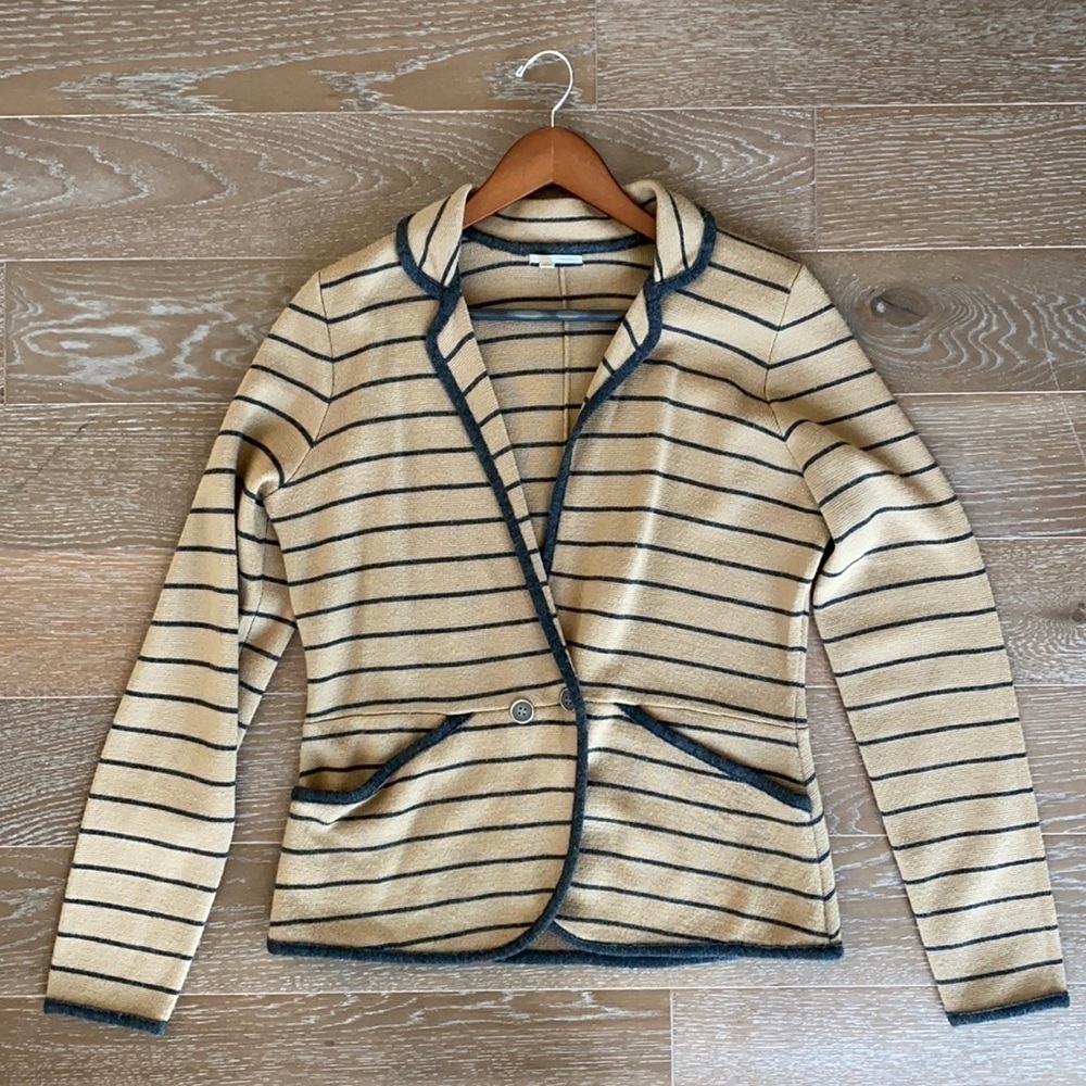 Nordstrom Halogen Fall Wool-Blend Sweater Blazer | Tan & Gray | L